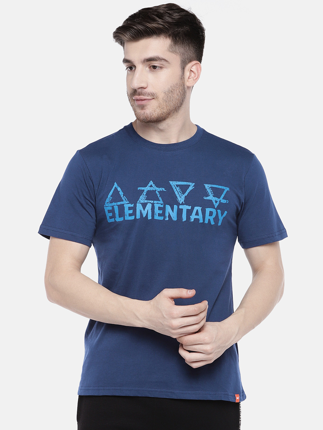 

Wildcraft Men Navy Blue Printed Round Neck Pure Cotton T-shirt