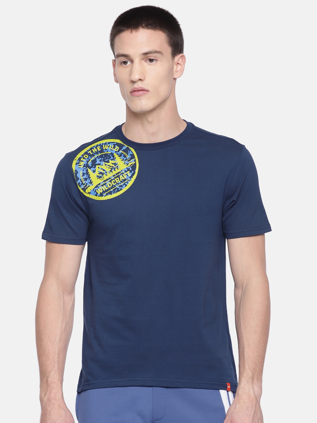 

Wildcraft Men Blue Printed Round Neck Pure Cotton T-shirt