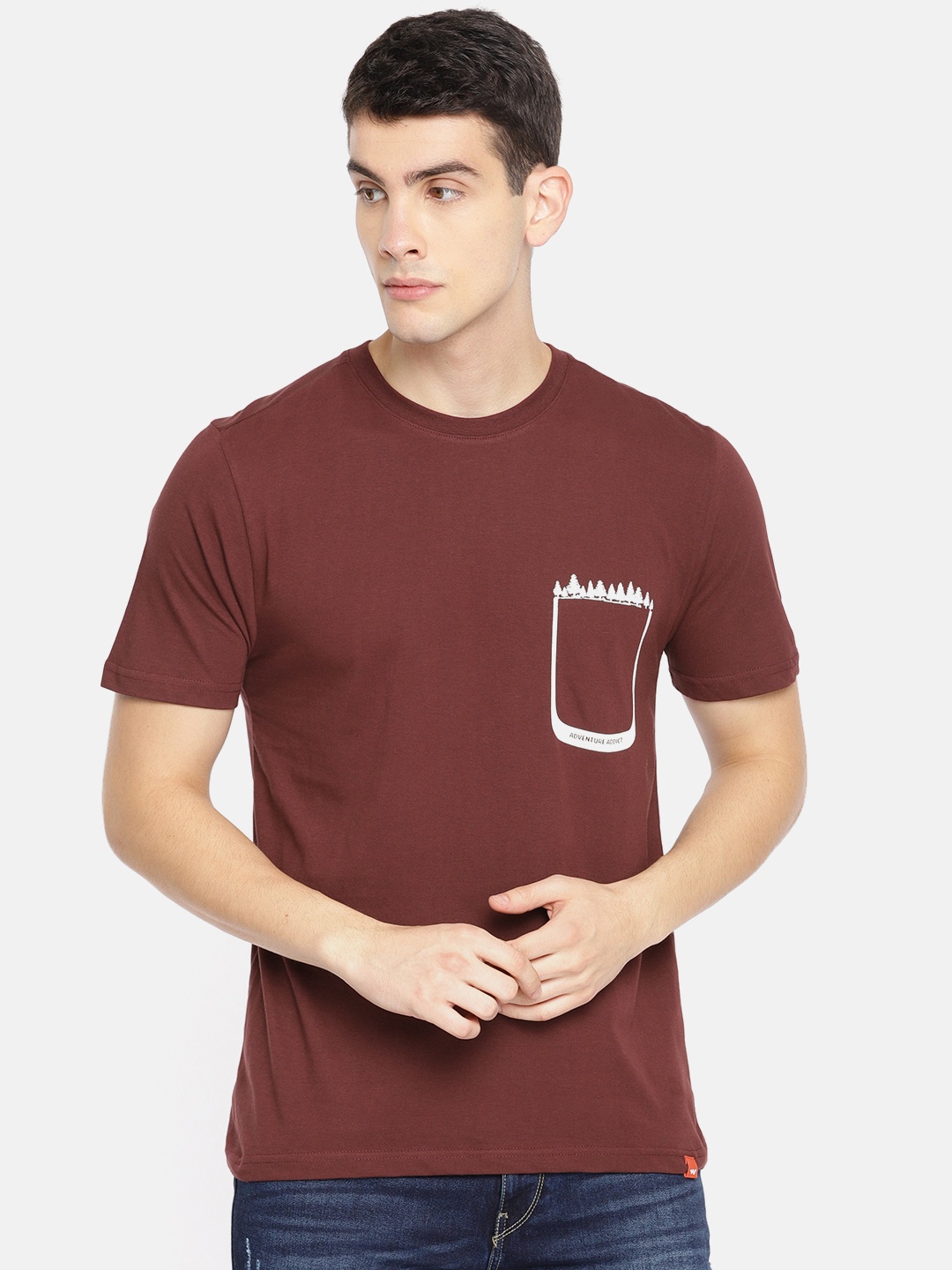 

Wildcraft Men Rust Printed Round Neck Pure Cotton T-shirt