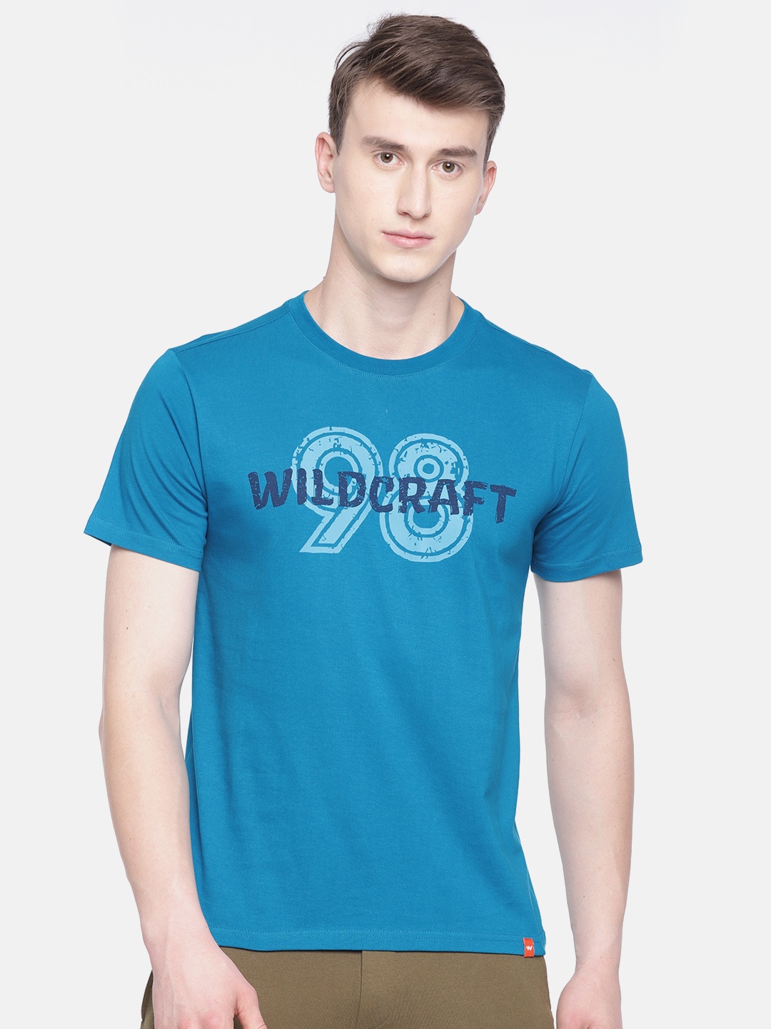 

Wildcraft Men Blue Printed Round Neck Pure Cotton T-shirt