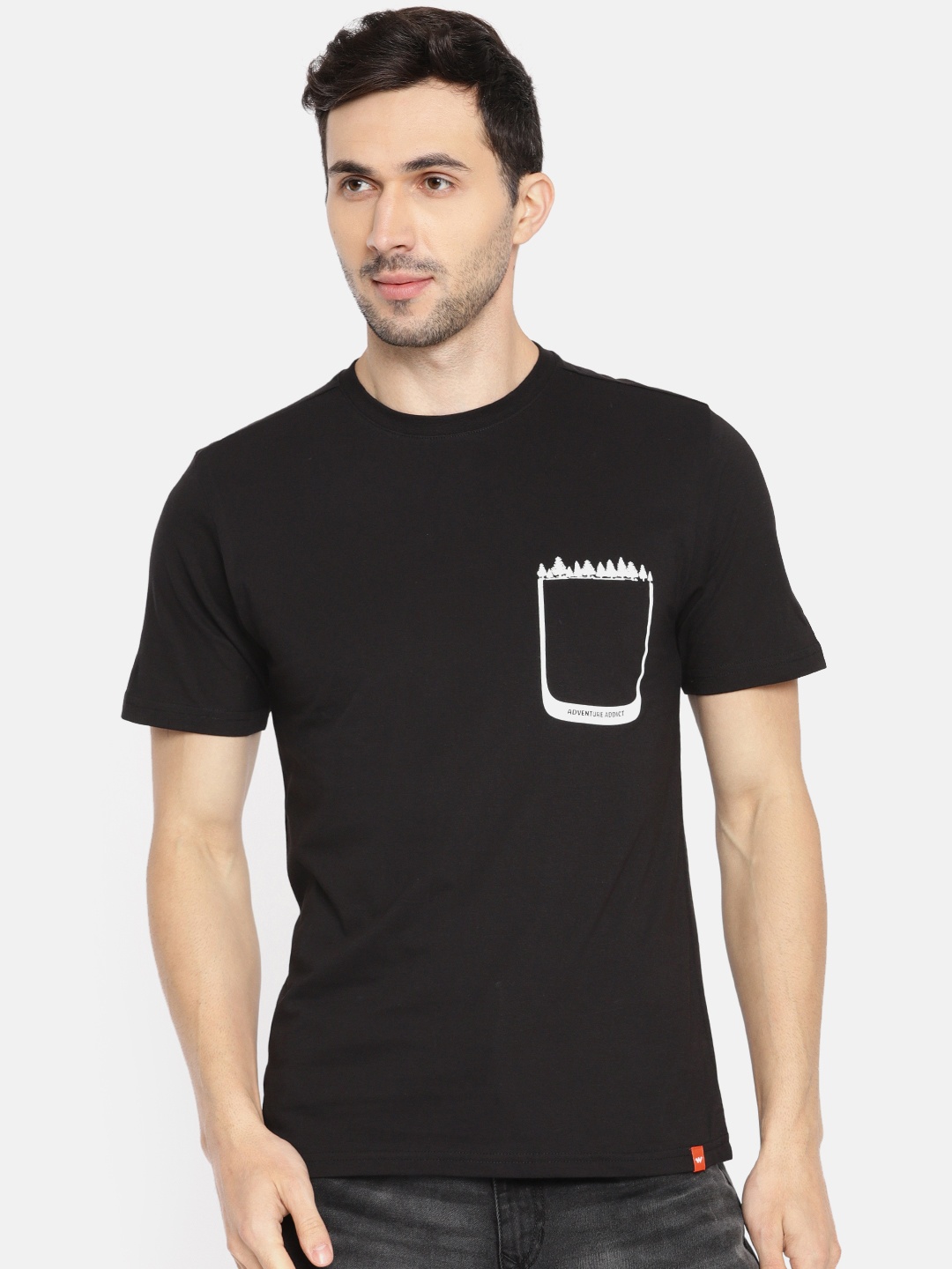

Wildcraft Men Black Printed Round Neck Pure Cotton T-shirt