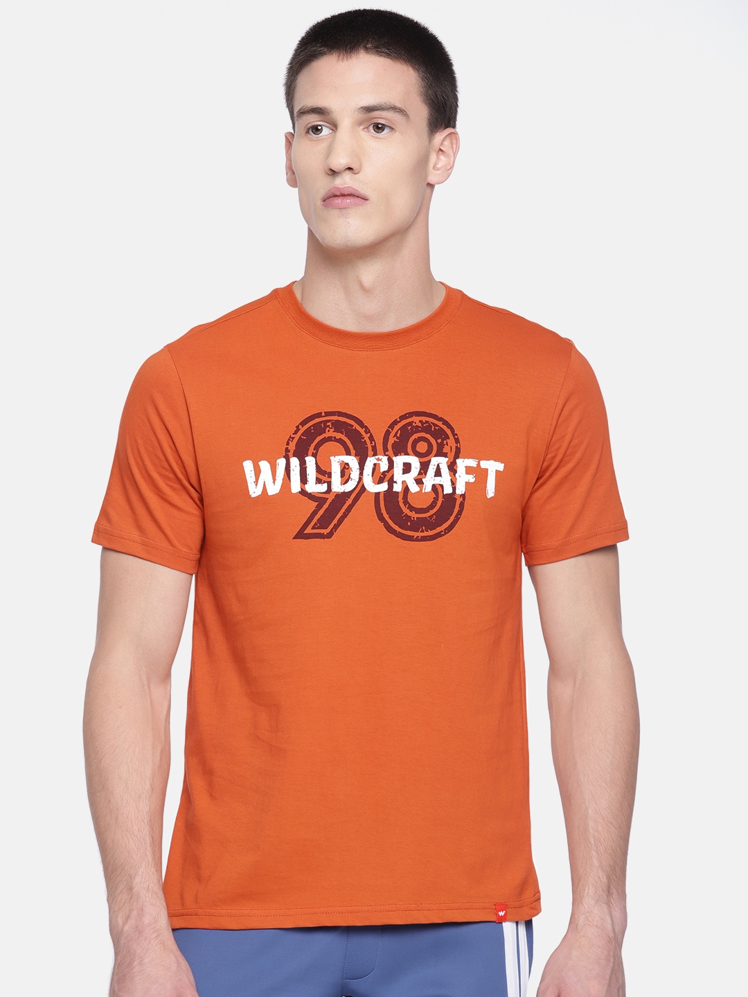

Wildcraft Men Rust Orange Printed Round Neck Pure Cotton T-shirt