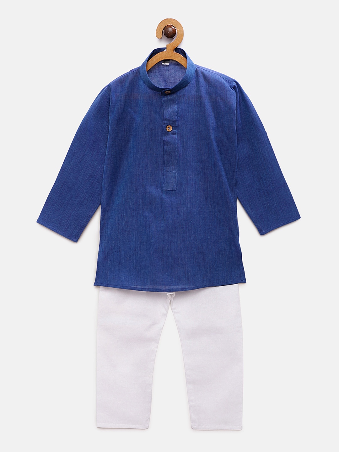 

RIKIDOOS Boys Blue & White Solid Kurta with Pyjamas