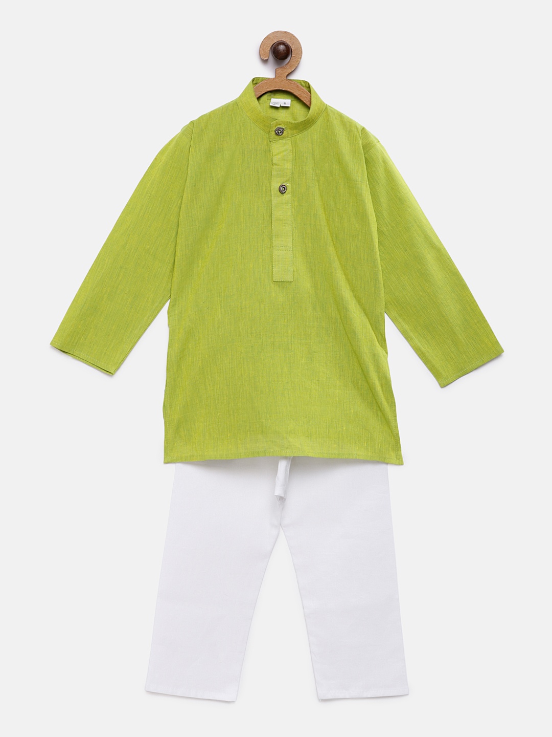 

RIKIDOOS Boys Green & White Solid Kurta with Pyjamas