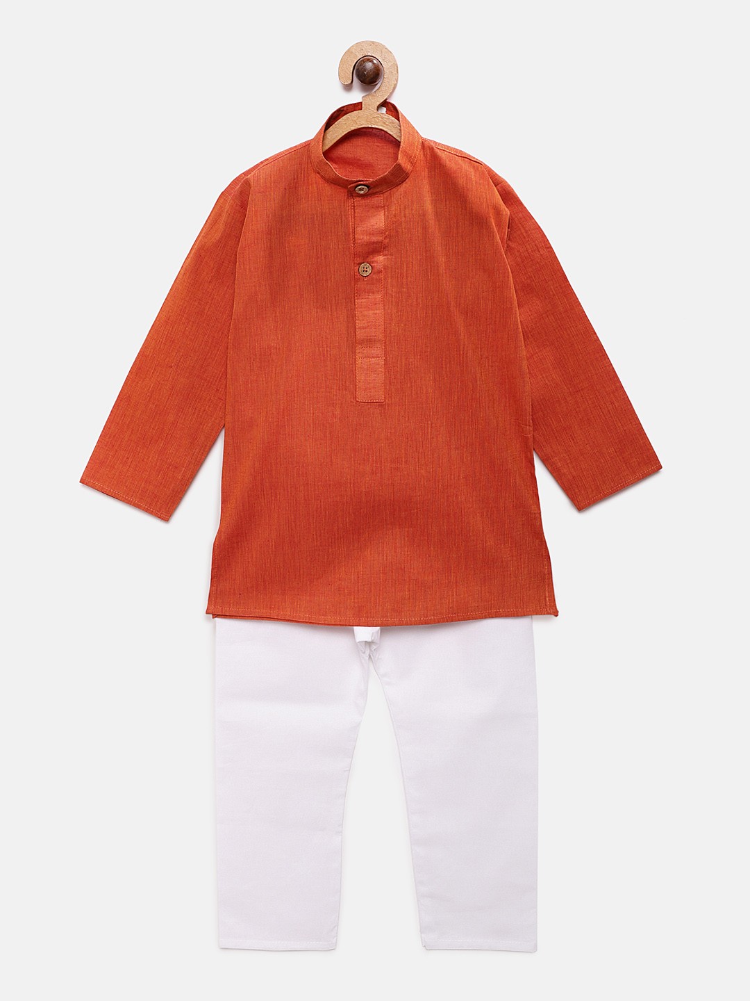 

RIKIDOOS Boys Orange & White Solid Kurta with Pyjamas