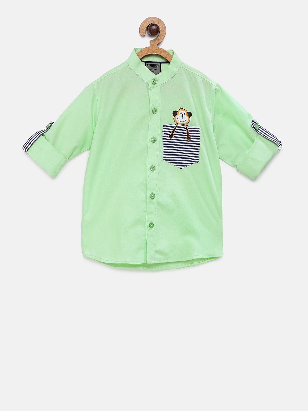 

RIKIDOOS Boys Green Tailored Fit Solid Casual Shirt