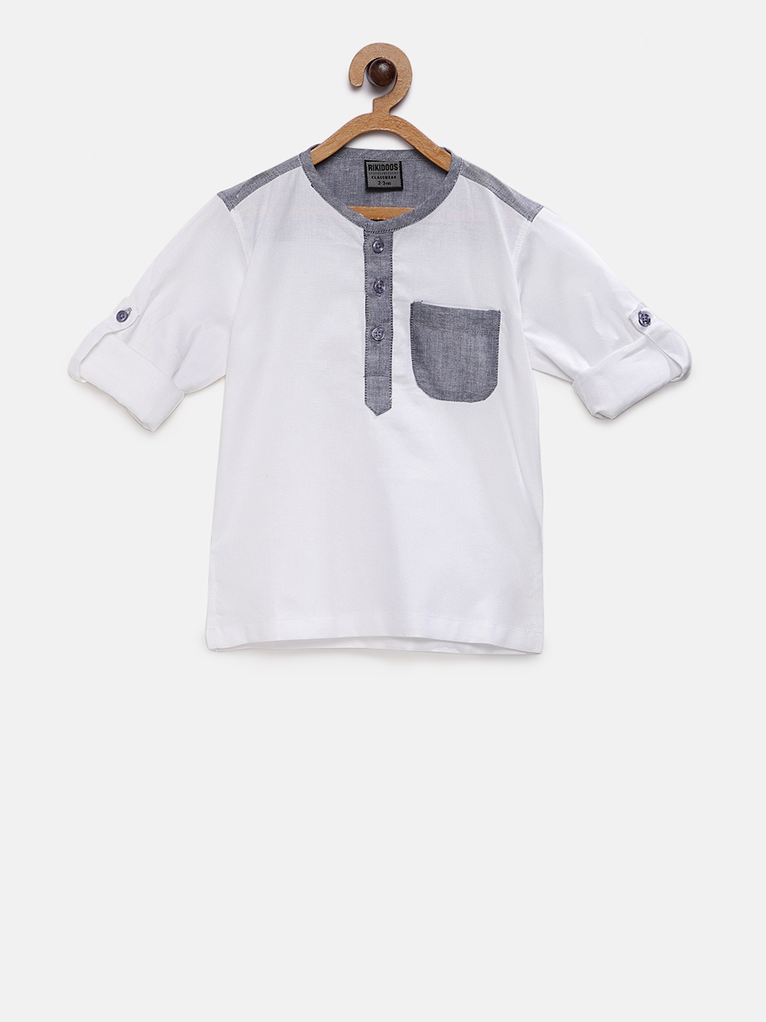 

RIKIDOOS Boys White Solid Straight Kurta