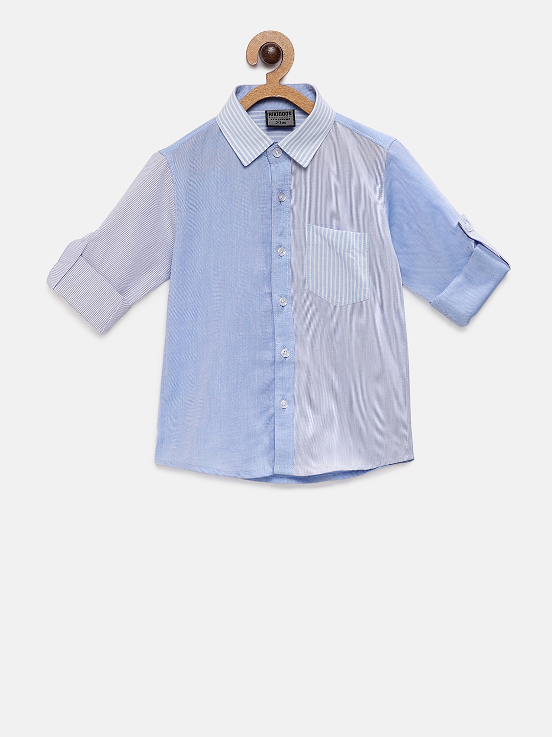 

RIKIDOOS Boys Blue Tailored Fit Striped Casual Shirt