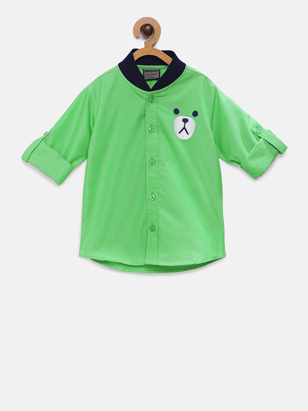 

RIKIDOOS Boys Green Tailored Fit Solid Casual Shirt