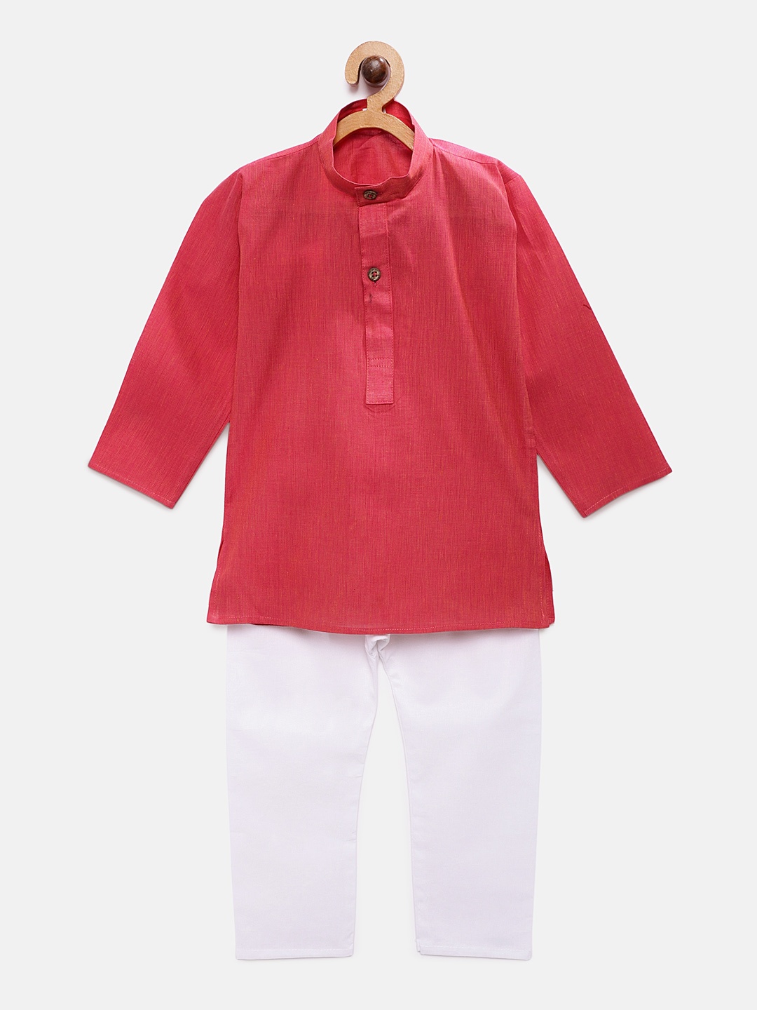 

RIKIDOOS Boys Pink & White Solid Kurta with Pyjamas