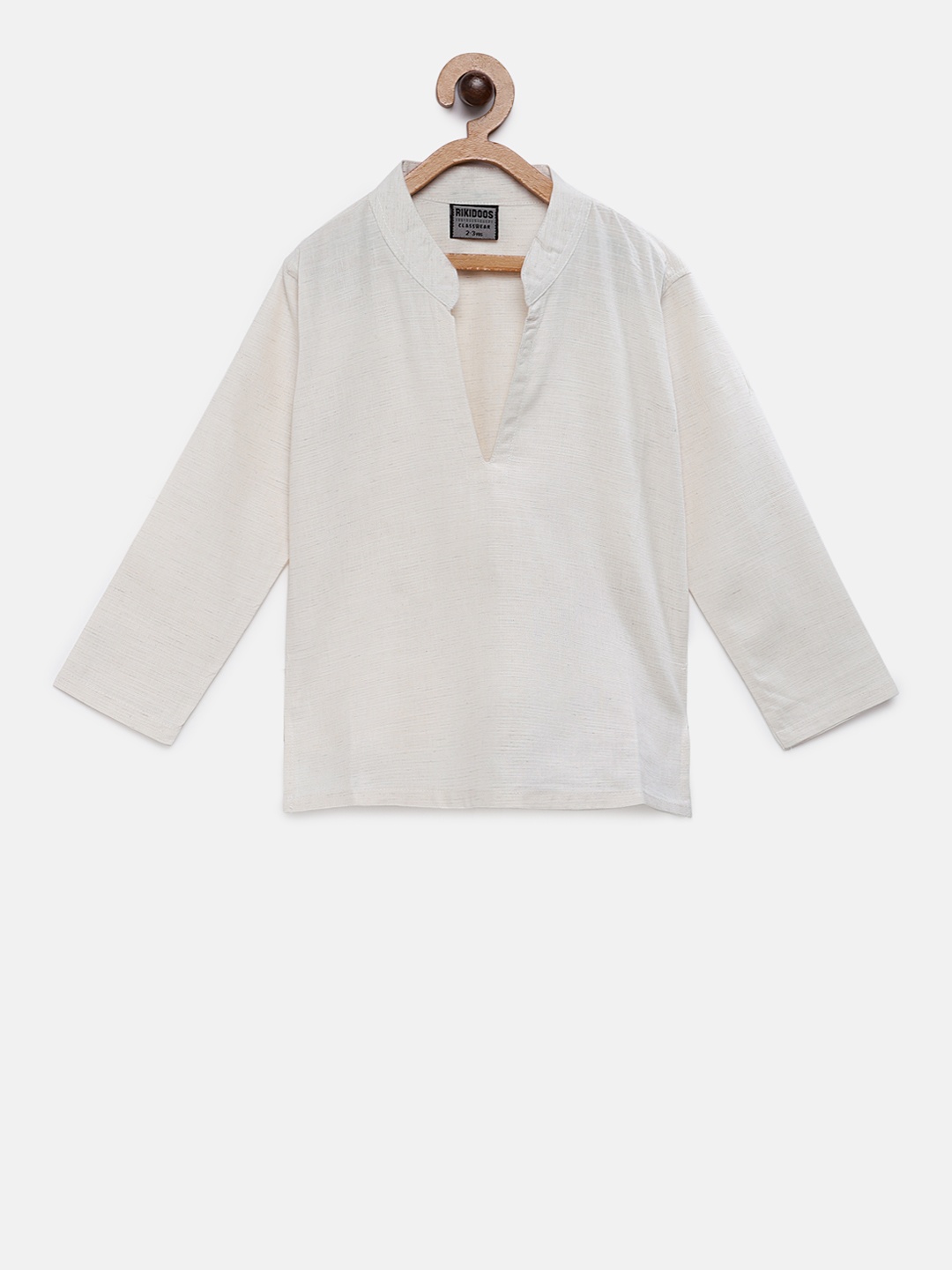 

RIKIDOOS Boys Off-White Solid Straight Kurta