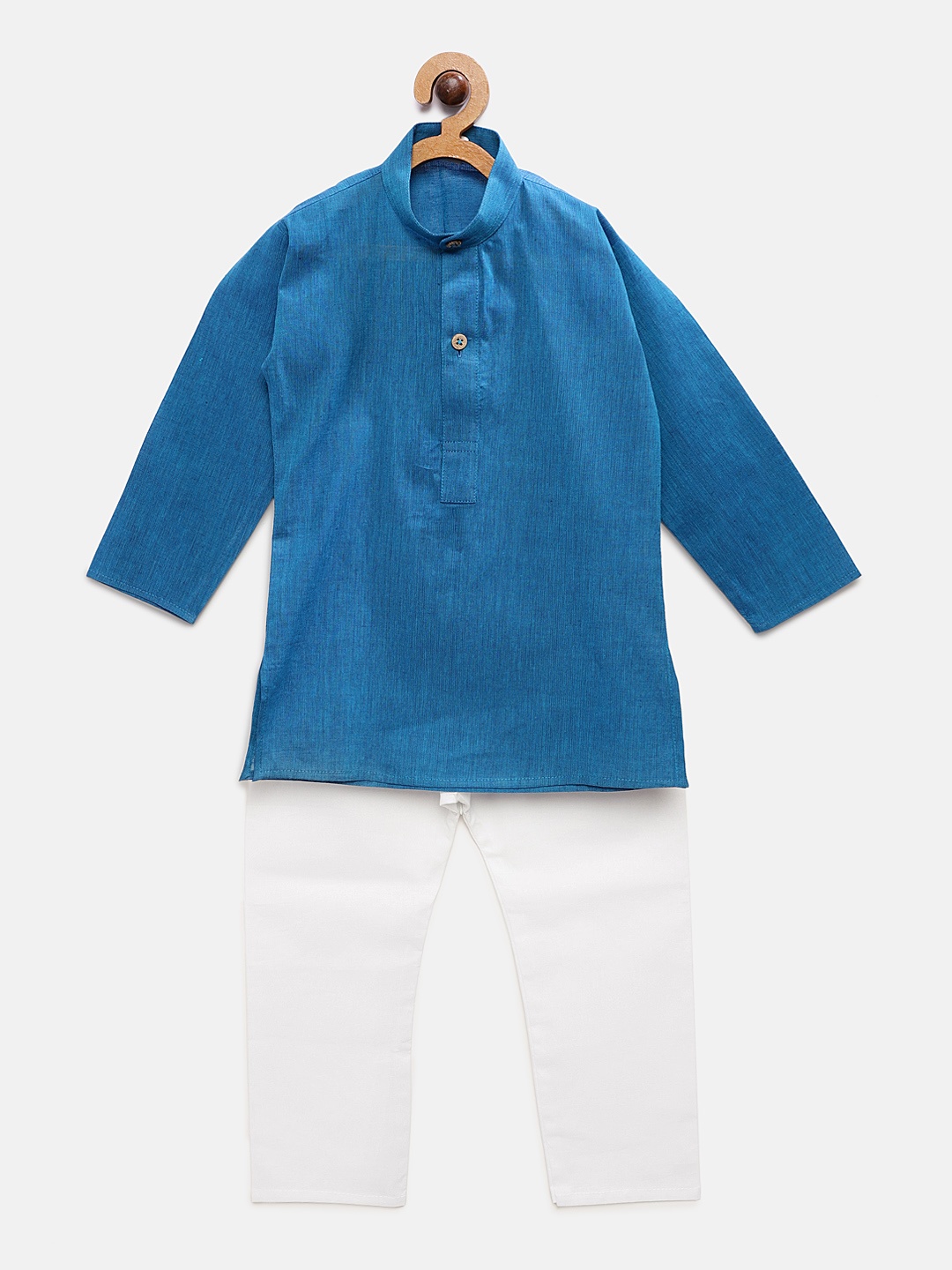 

RIKIDOOS Boys Blue & White Solid Kurta with Pyjamas