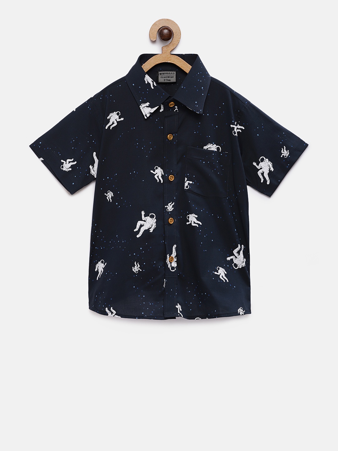

RIKIDOOS Boys Blue Tailored Fit Printed Casual Shirt
