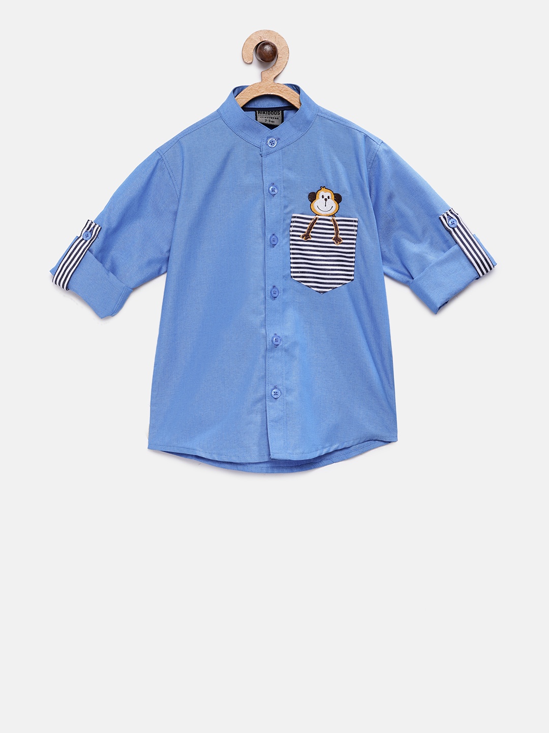 

RIKIDOOS Boys Blue Tailored Fit Solid Casual Shirt
