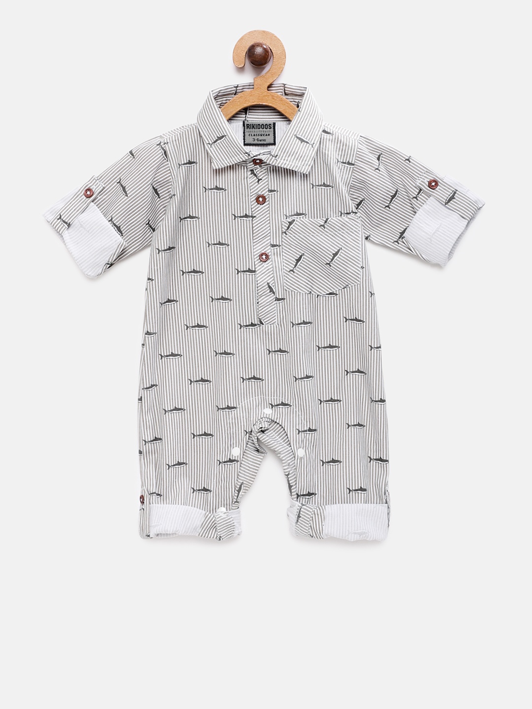 

RIKIDOOS Kids Grey Striped Romper