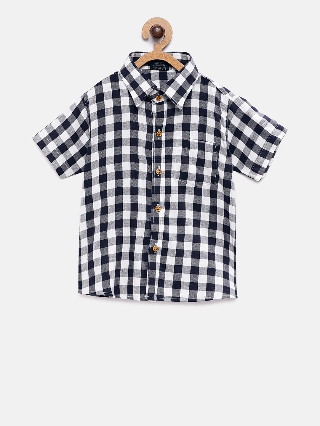 

RIKIDOOS Boys Blue & White Tailored Fit Checked Casual Shirt