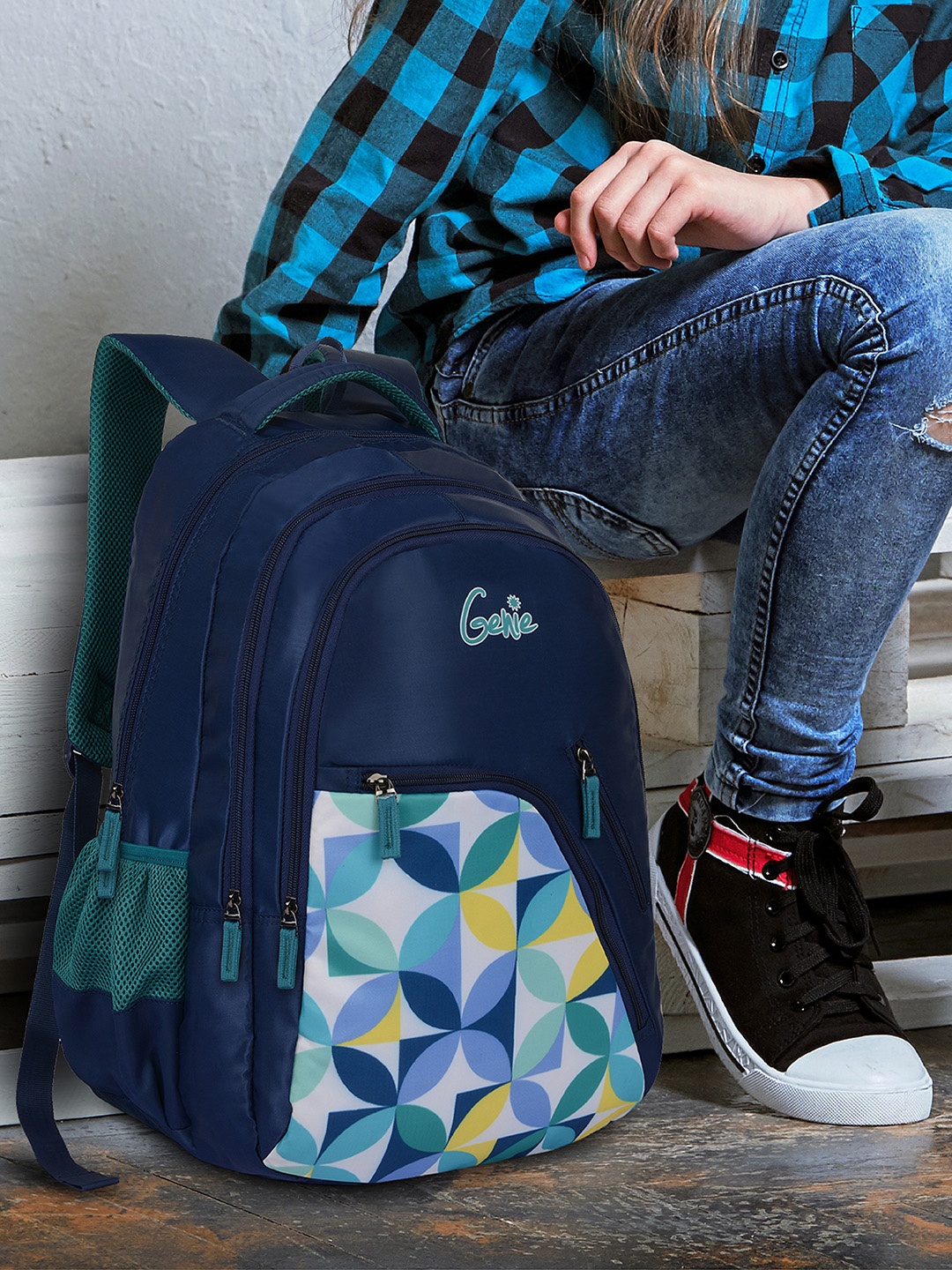 

Genie Unisex Graphic Print Large Backpack - 36 L, Navy blue