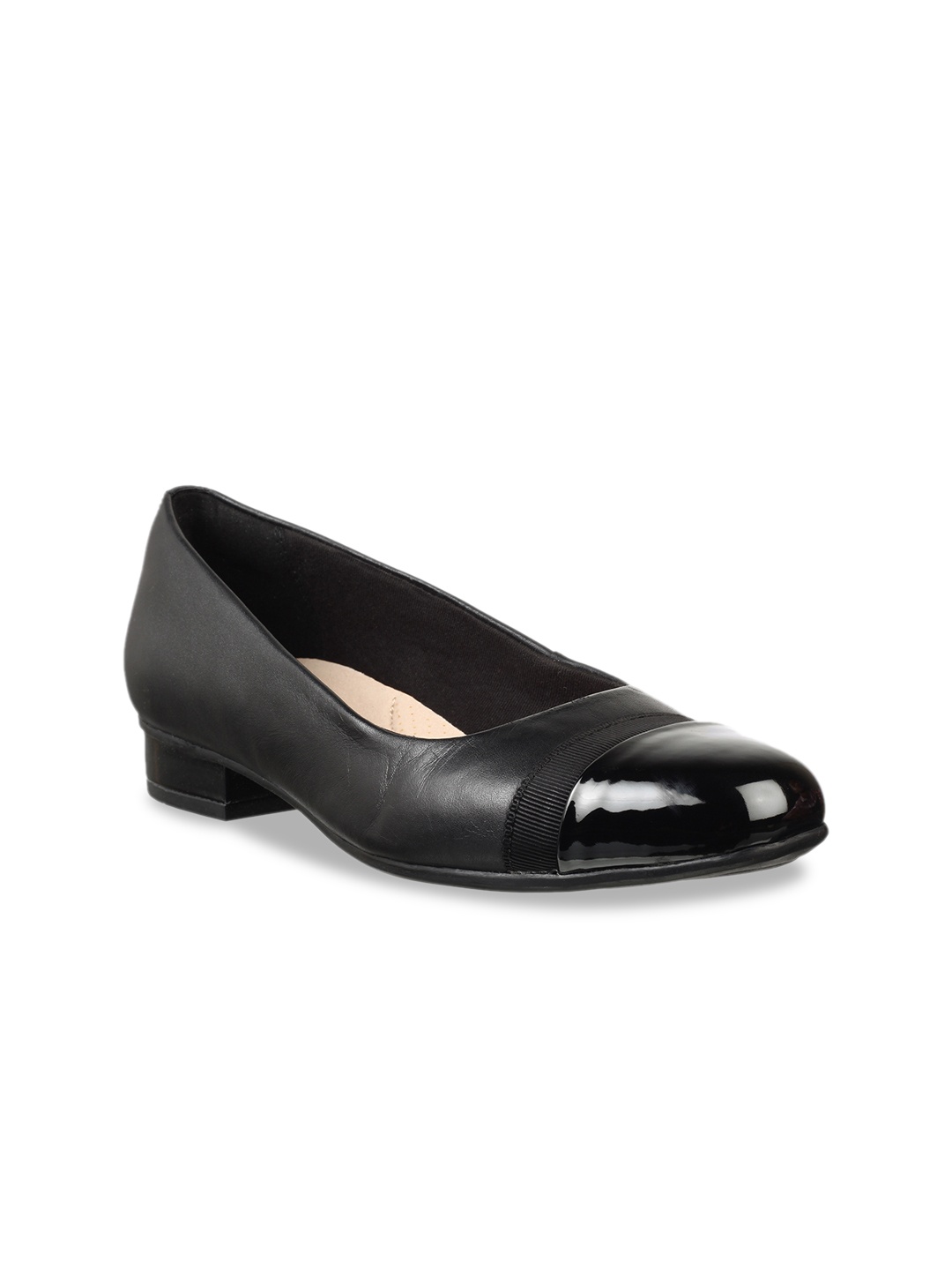 

Clarks Women Black Solid Leather Ballerinas