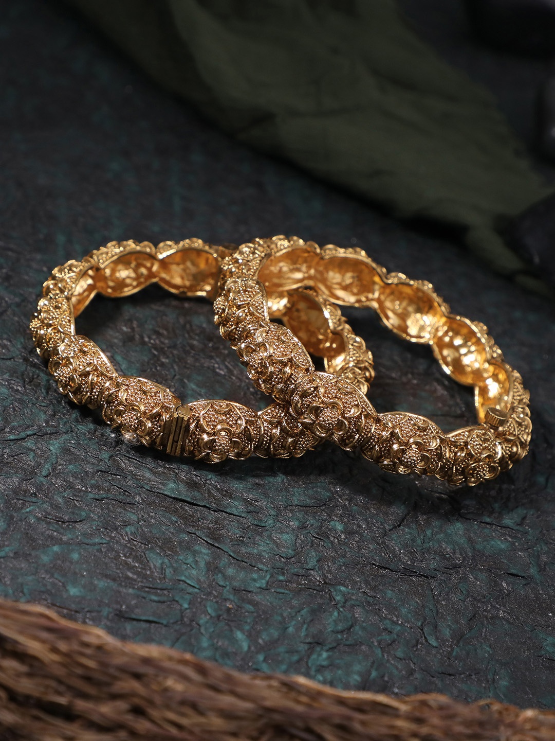 

Adwitiya Collection Women 24k Gold-Plated Embellished Designer kada