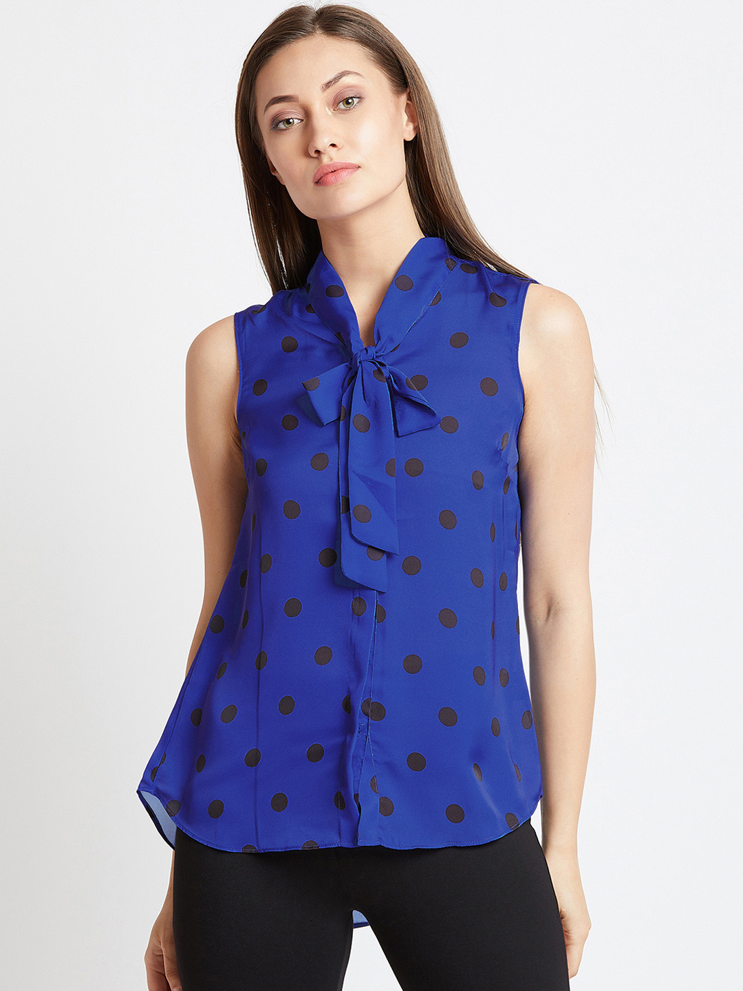

COVER STORY Women Blue Polka Dot Print Top