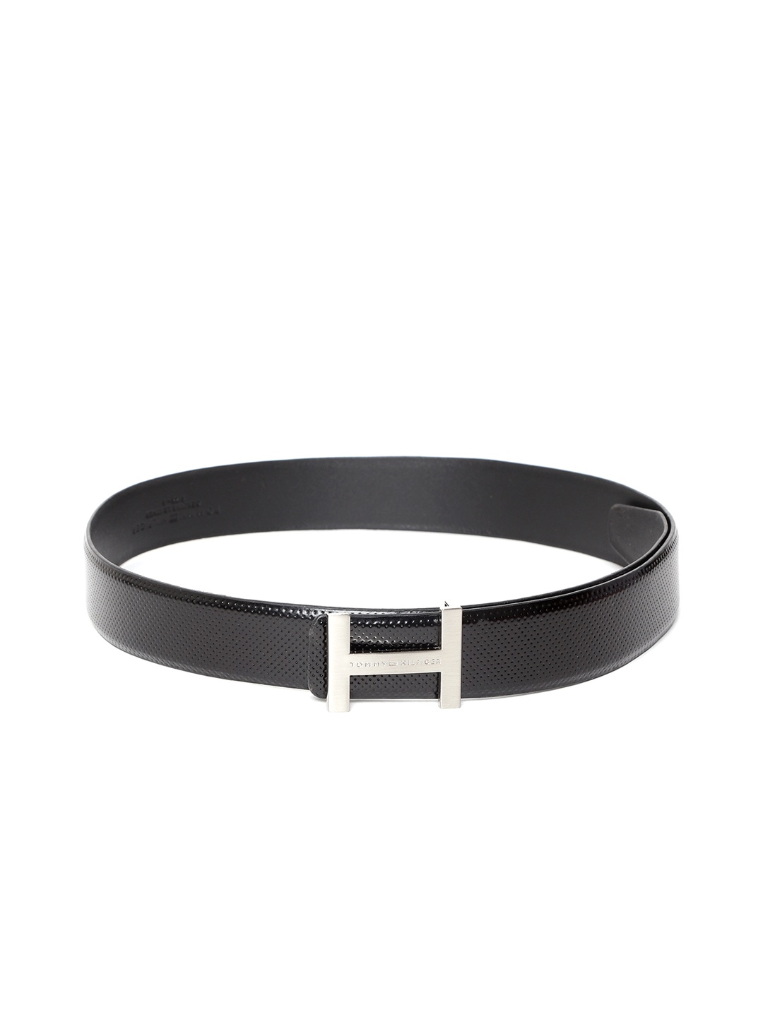 

Tommy Hilfiger Men Black Leather Textured Belt