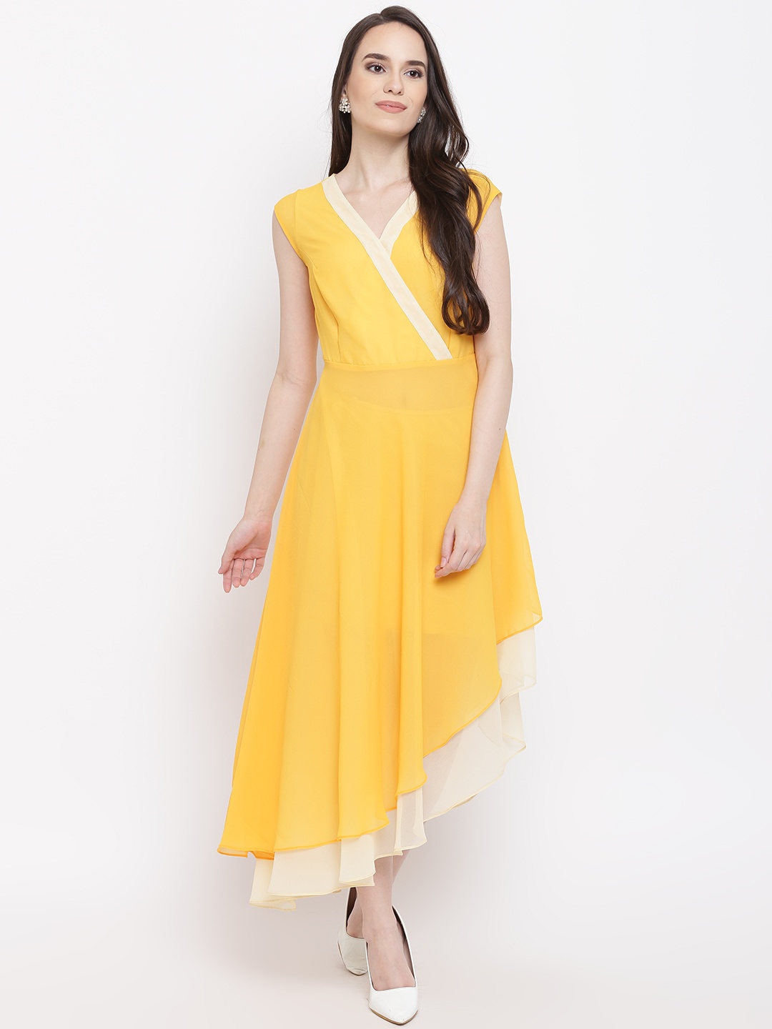 

MABISH by Sonal Jain Women Yellow Layered Wrap Dress