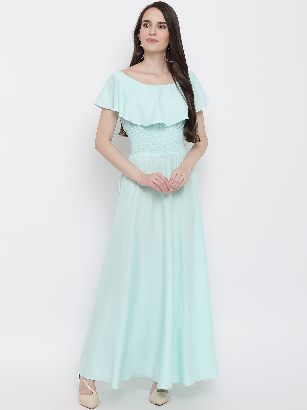 

MABISH by Sonal Jain Women Sea-Green Solid Layered Maxi Dress