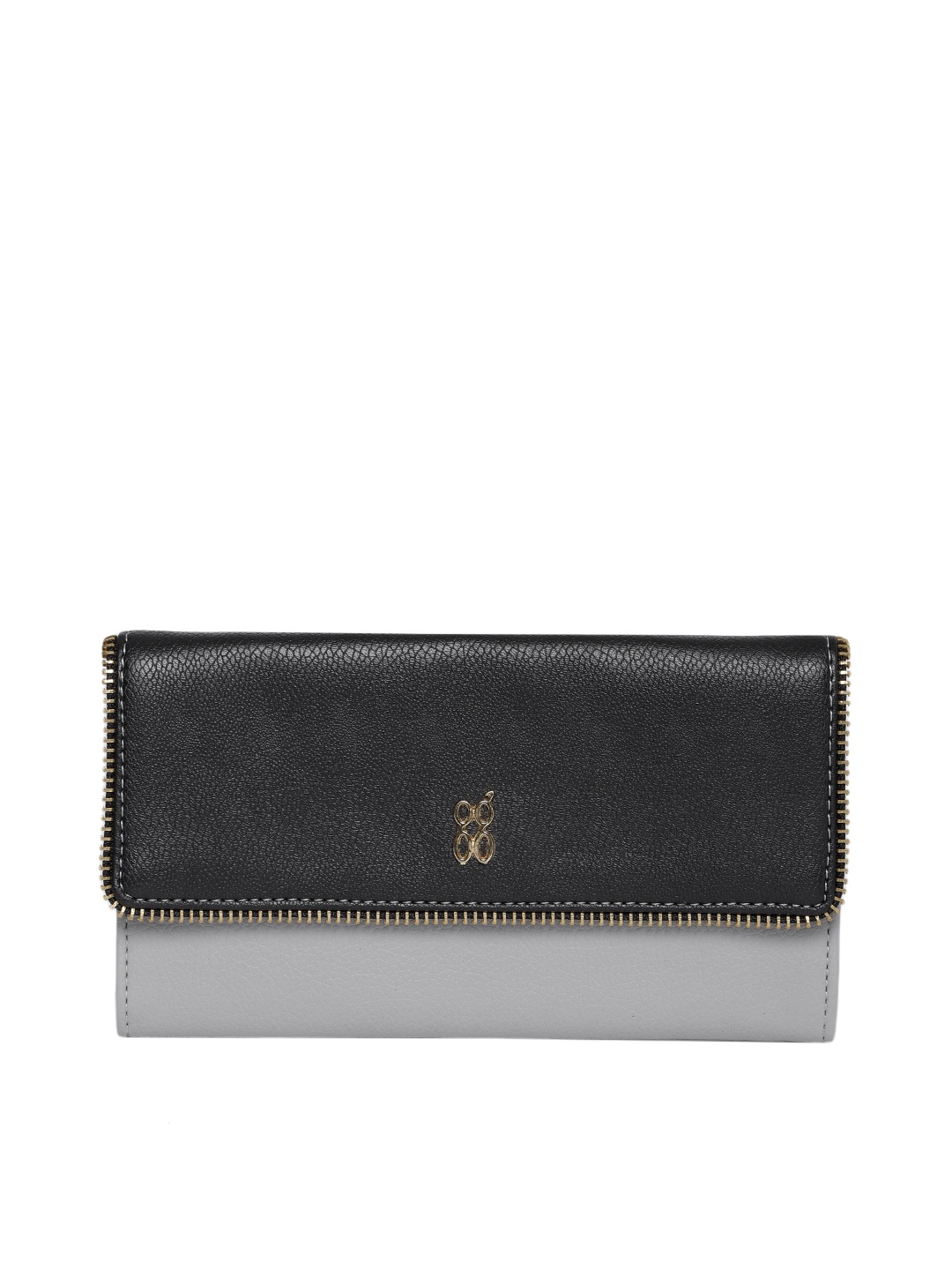 

Baggit Women Grey & Black Colourblocked Two Fold Wallet