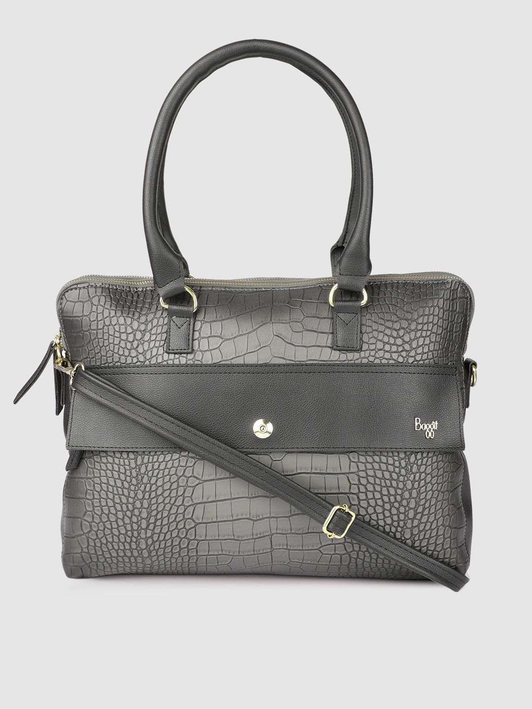 

Baggit Charcoal Grey Textured Shoulder Laptop Bag