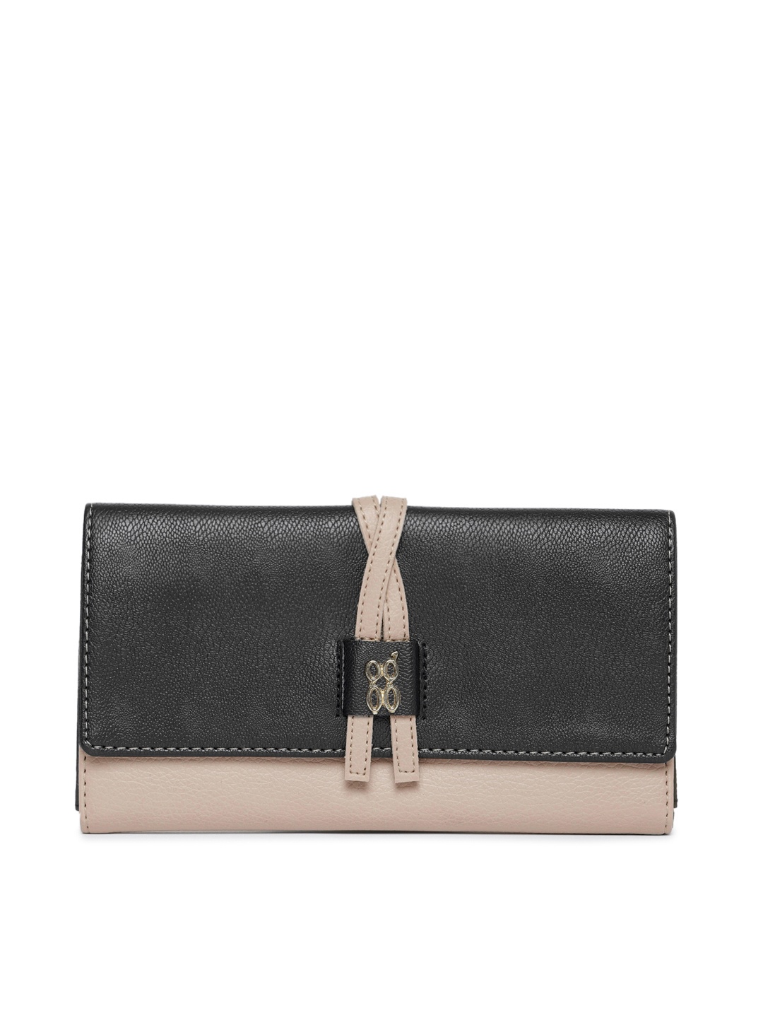 

Baggit Women Beige & Black Colourblocked Three Fold Wallet