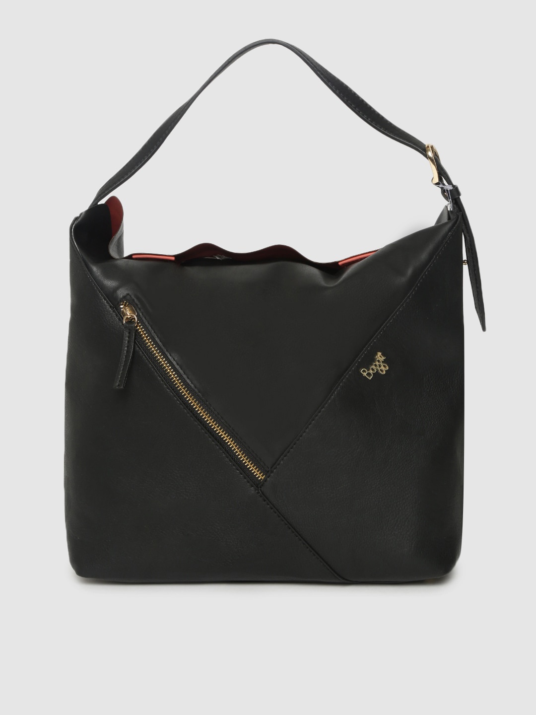 

Baggit Black Solid Hobo Bag