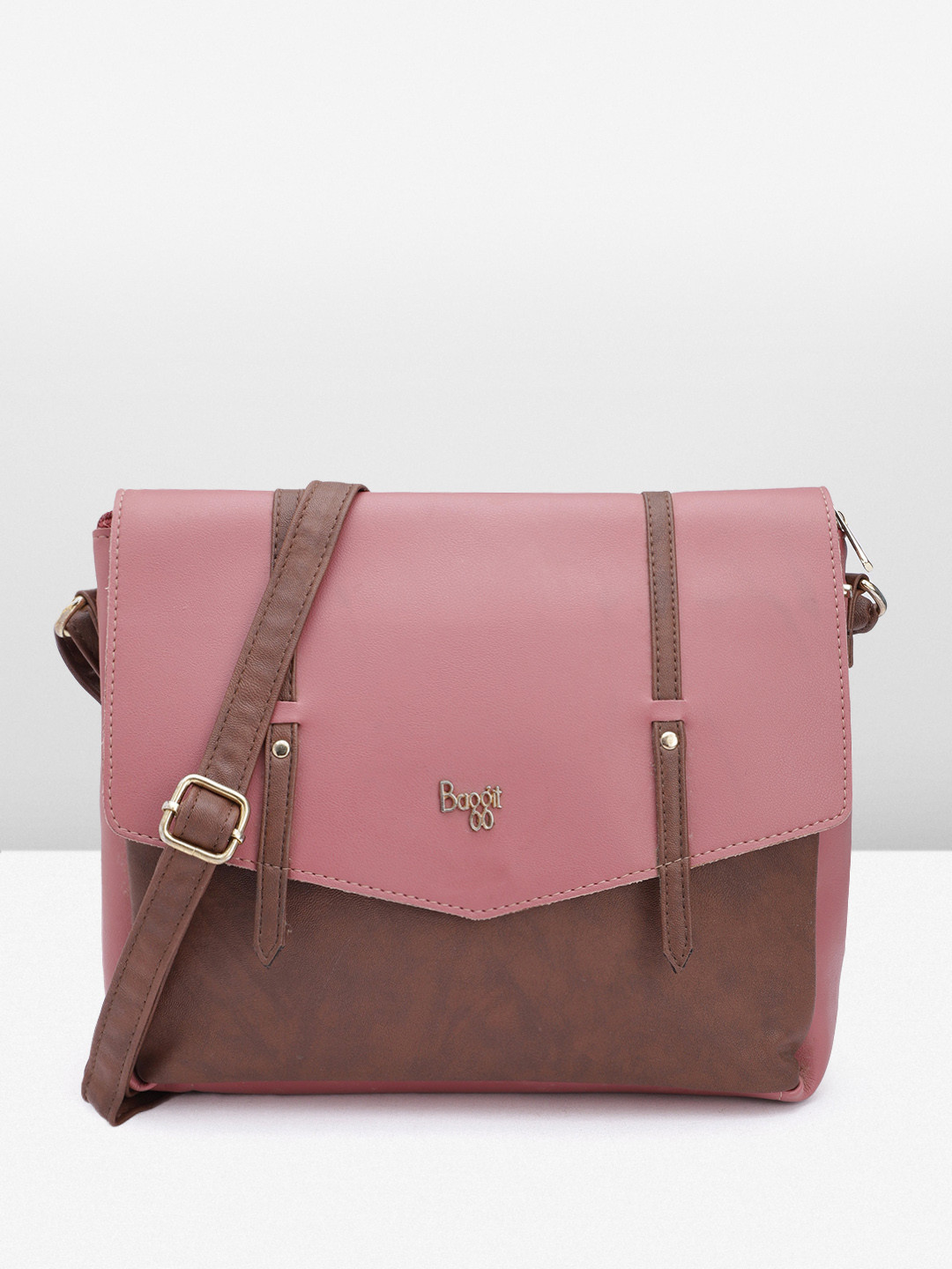 

Baggit Women Colourblocked Structured Foldover Sling Bag, Mauve