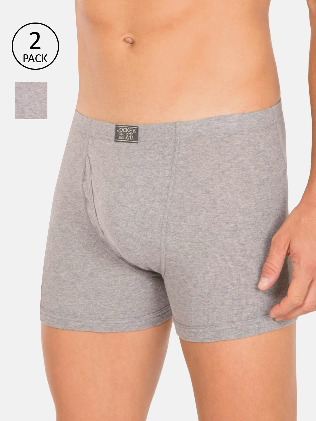 

Jockey Men Pack of 2 Solid Grey Melange Trunks 8008-0205