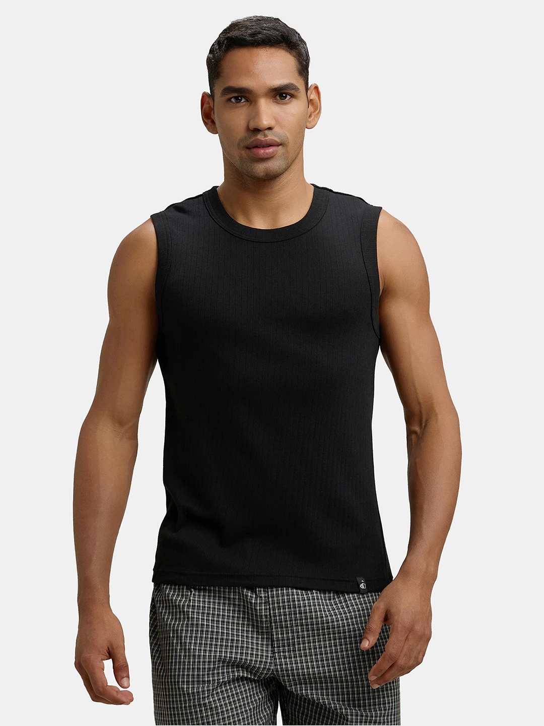 

Jockey Combed Cotton Rib Round Neck Muscle Vest-9930, Black