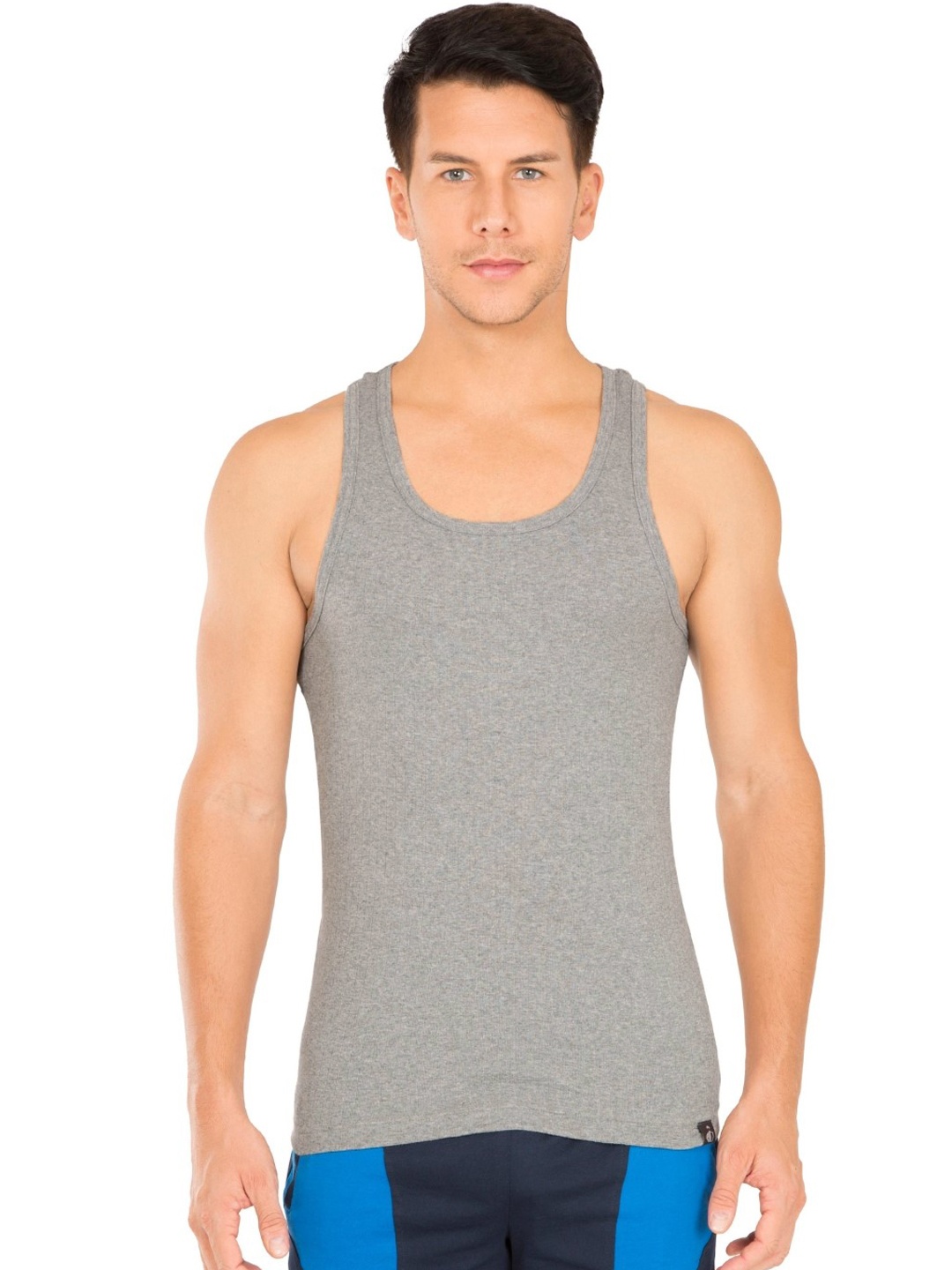 

Jockey Men Grey Melange Self-Striped Innerwear Vest 9922