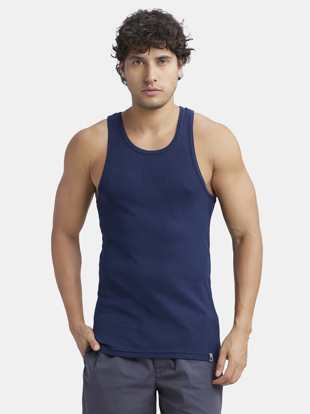 

Jockey Men Navy Blue Solid Innerwear Vest 9922-0105
