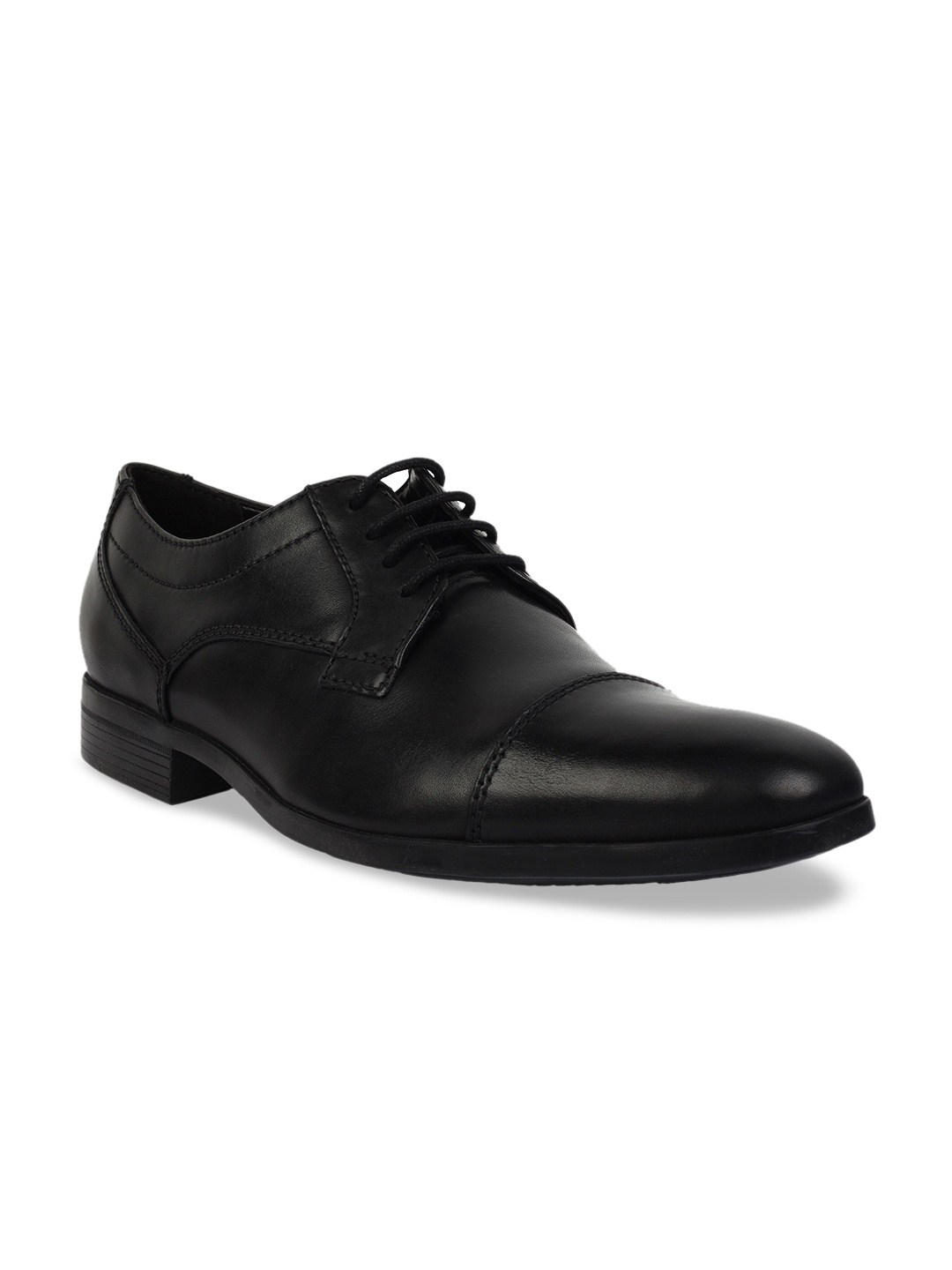 

Clarks Men Black Leather Formal Derbys