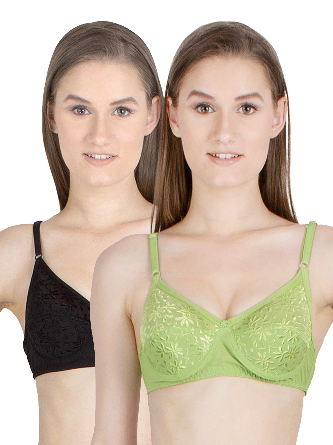 

Da Intimo Pack of 2 Full-Coverage Bras DB-0412, Green