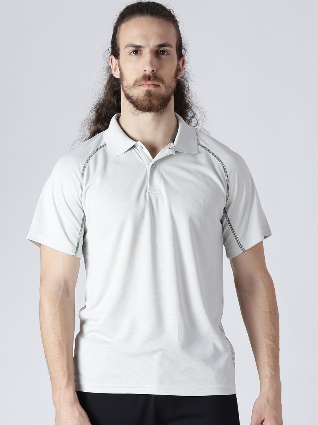 

Alcis Men Grey Solid Polo Collar T-shirt