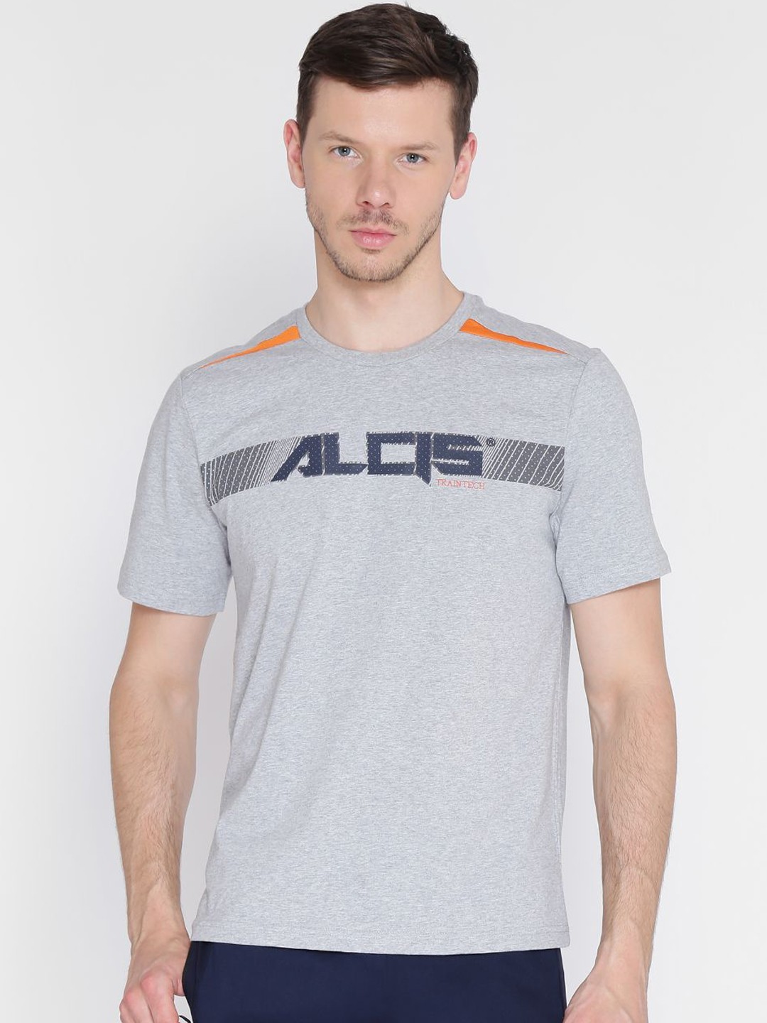

Alcis Men Grey Solid Round Neck T-shirt