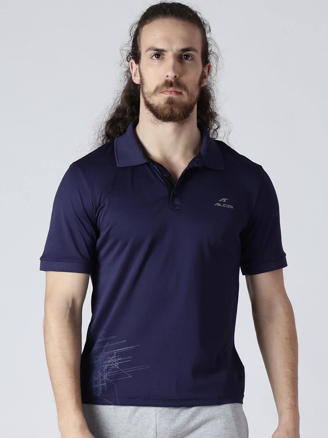 

Alcis Men Navy Blue Solid Polo Collar T-shirt