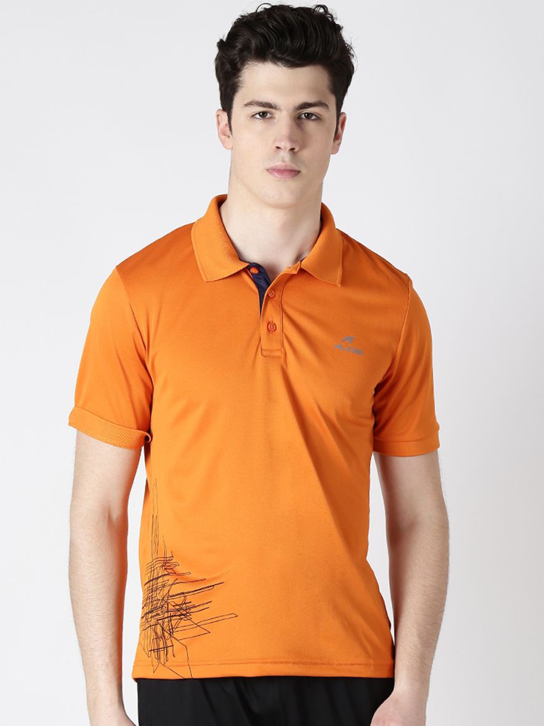 

Alcis Men Orange Printed Polo Collar T-shirt