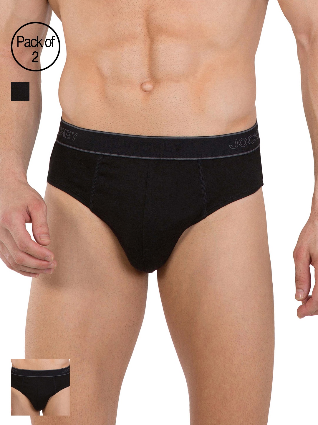 

Jockey Men Pack of 2 Solid Briefs 1010-0205, Black