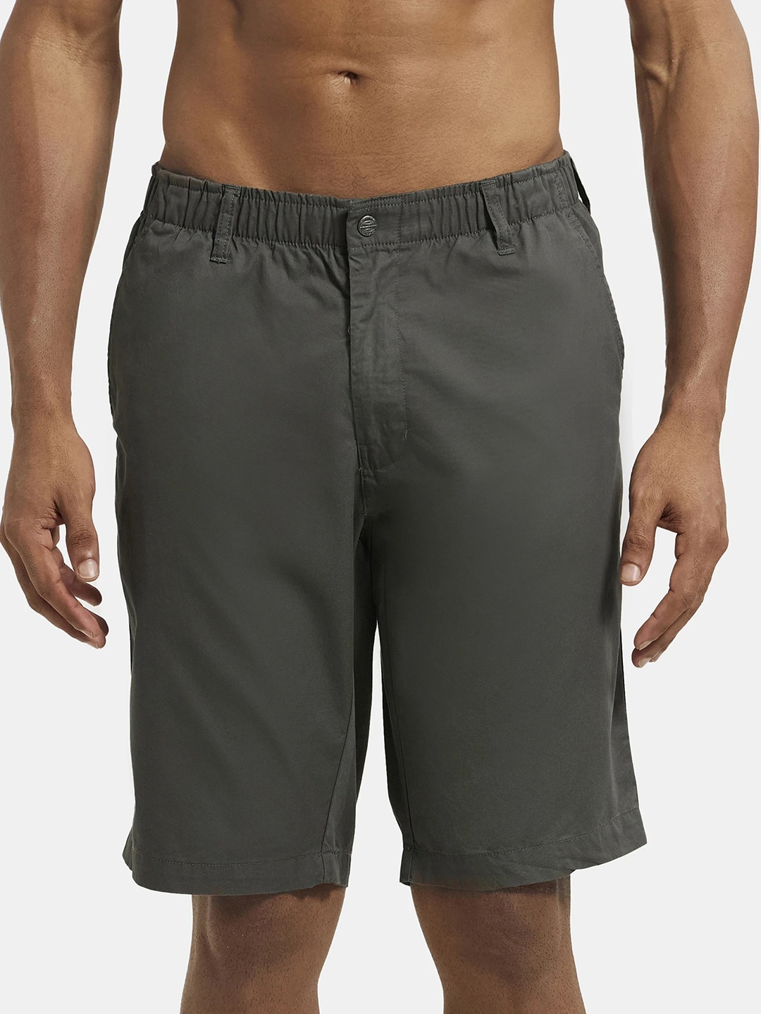 

Jockey Combed Mercerised Cotton Woven Straight Fit Shorts with Side Pockets-1203, Olive