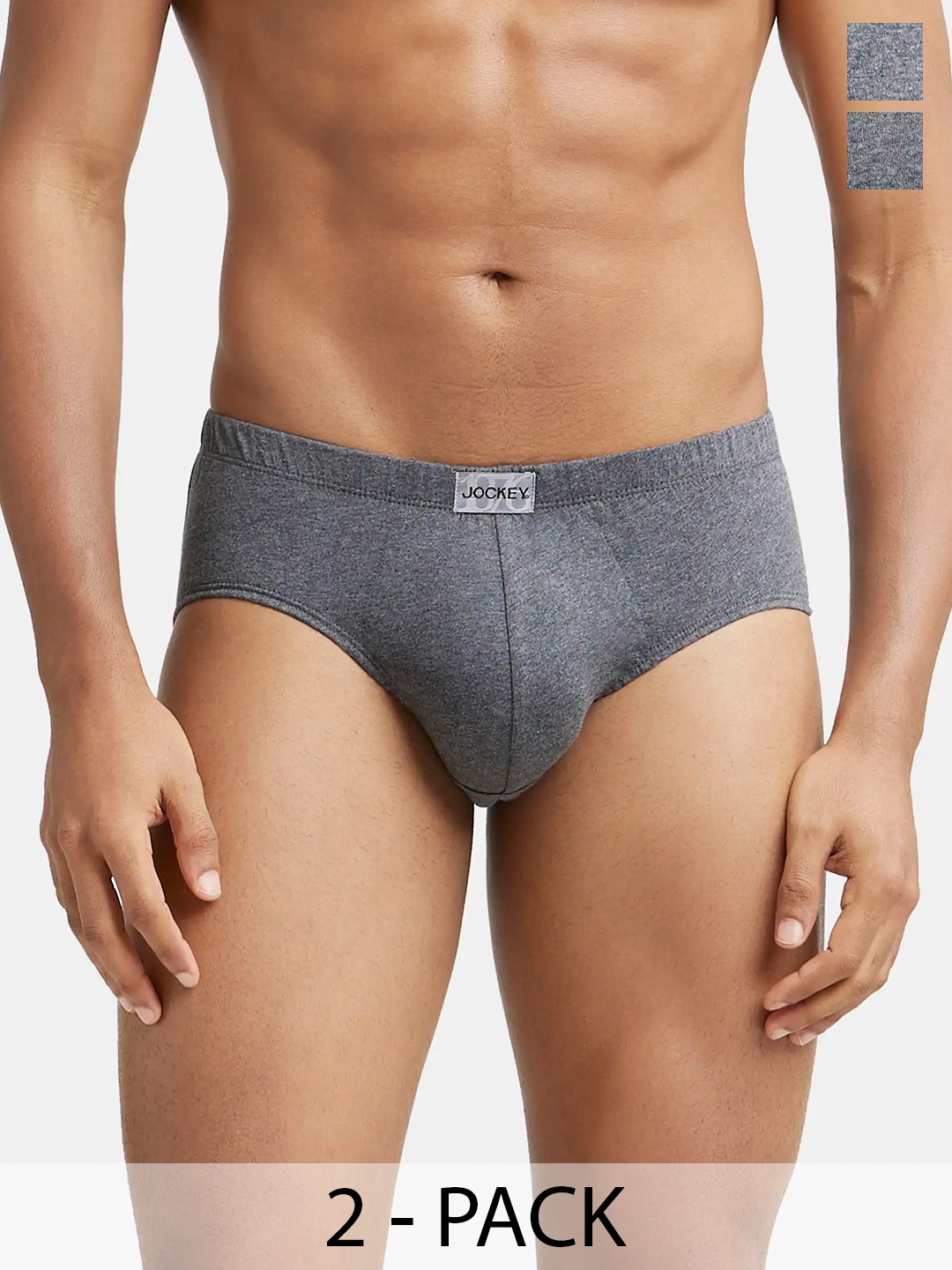 

Jockey Pack Of 2 Super Combed Cotton Brief with Ultrasoft Concealed Waistband-8035, Charcoal