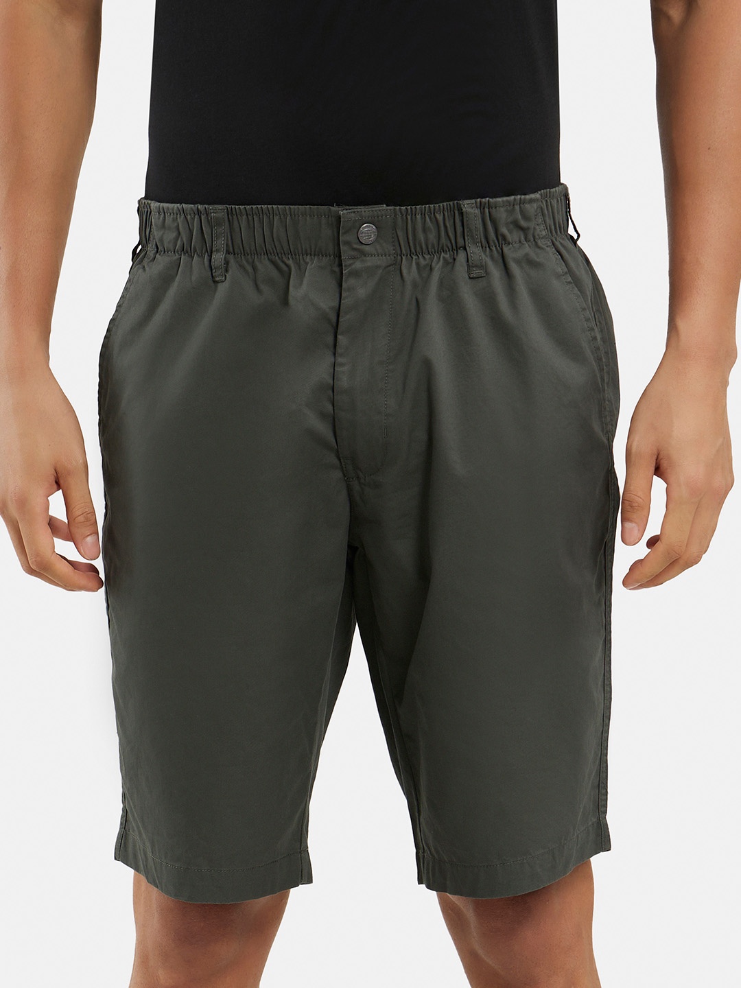 

Jockey Combed Mercerised Cotton Woven Straight Fit Shorts with Side Pockets-1203, Olive