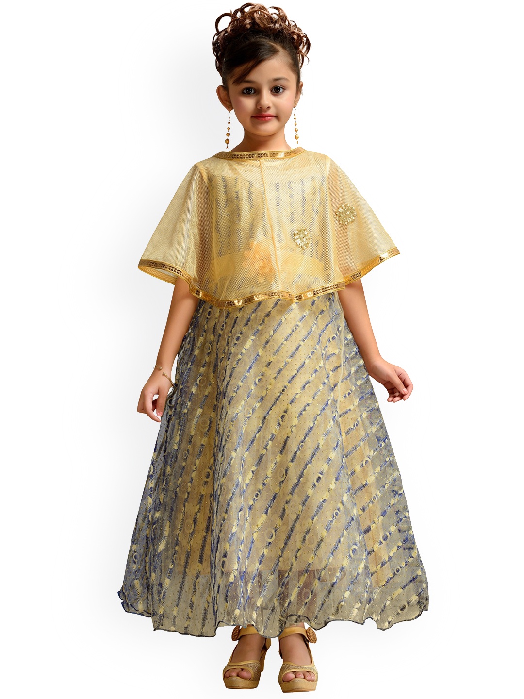 

Kidling Girls Gold-Toned Striped Maxi Dress