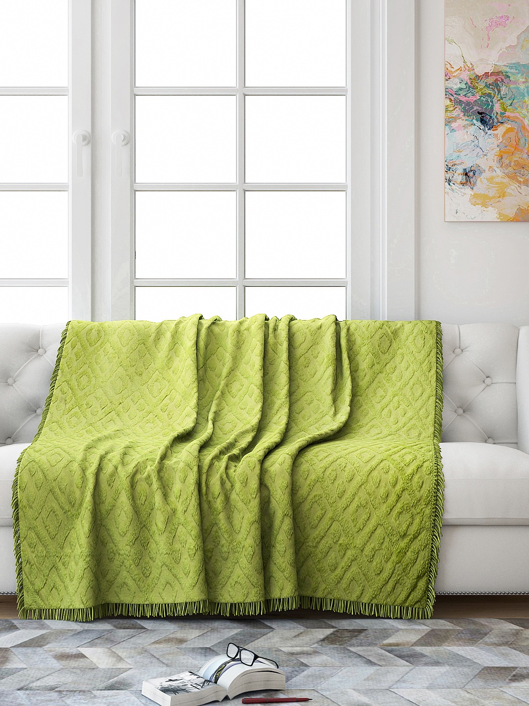 

Saral Home Green Geometric 3 Seater Sofa Throw