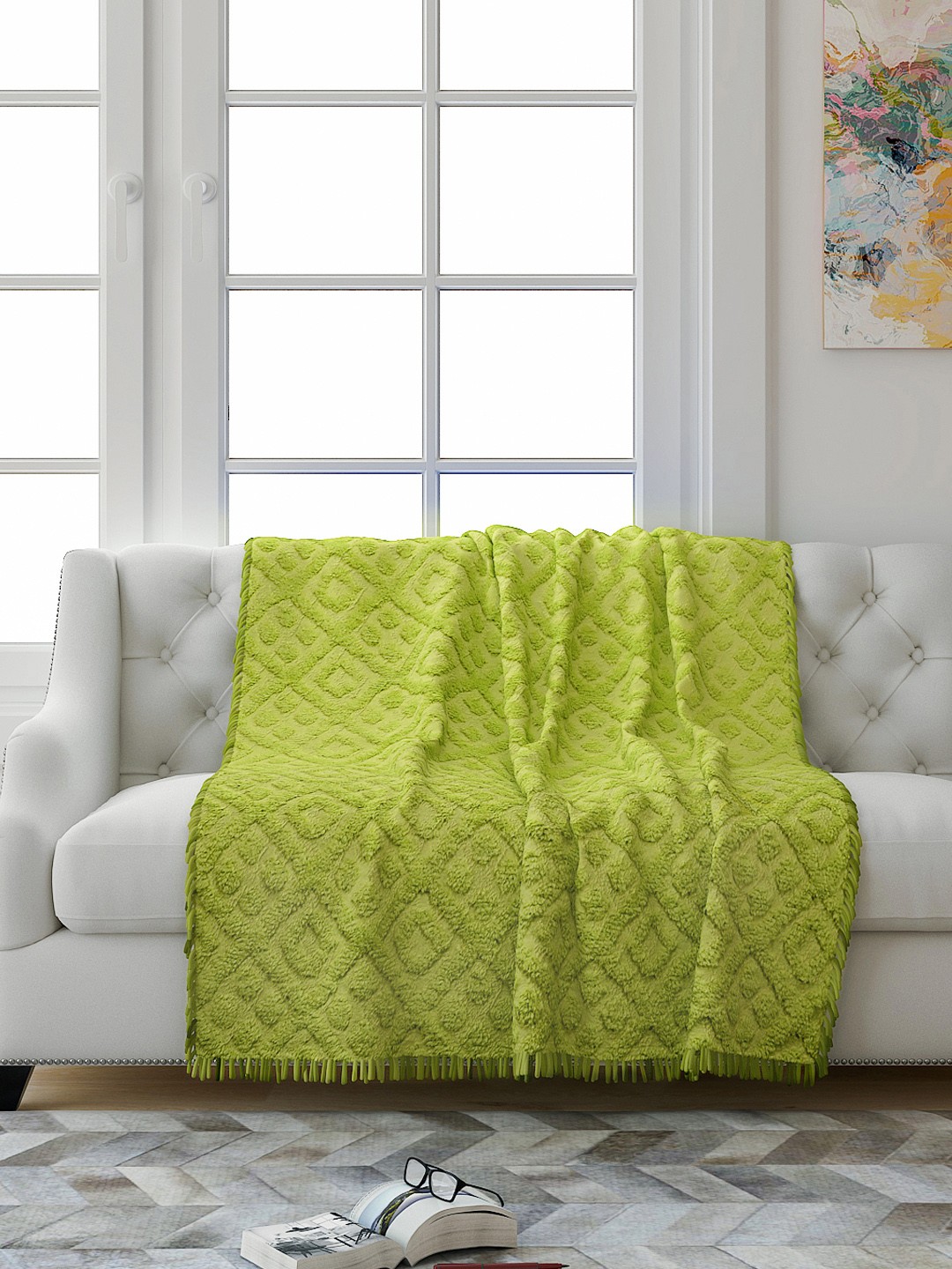 

Saral Home Green Geometric 2 Seater Sofa Throw