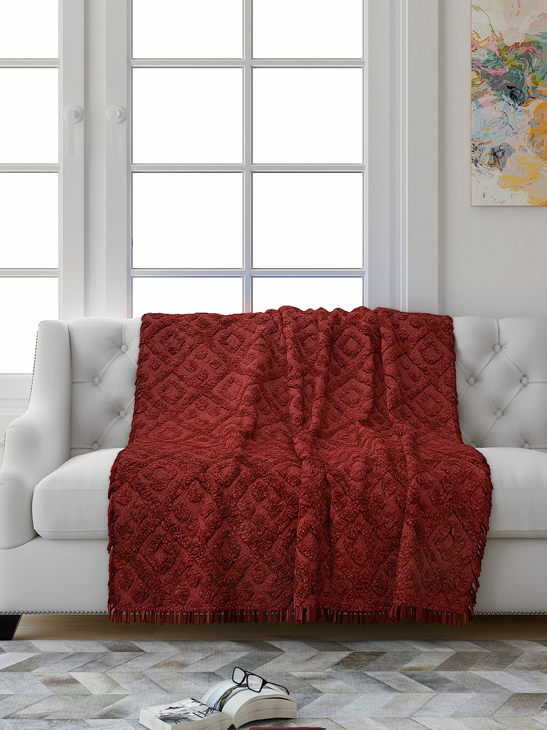 

Saral Home Maroon Geometric 2 Seater Sofa Throw